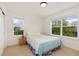 Bedroom features two windows and an end table, and a bed with a blue comforter at 2856 Shadow Lake Rd, Lafayette, CO 80026