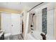Bathroom with a modern shower and a marble countertop with a unique vessel sink at 8653 E Dry Creek Rd # 1121, Englewood, CO 80112