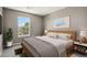 Bright bedroom with a large window and a view of the outdoors, featuring neutral walls and hardwood furniture at 1484 Nemrick Pl, Castle Rock, CO 80109