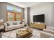Cozy living room featuring a comfortable sofa, modern decor, and large windows at 1484 Nemrick Pl, Castle Rock, CO 80109