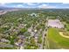 Beautiful aerial view overlooking tree-lined neighborhoods, a serene lake, and the city skyline in the distance at 1457 S Franklin St, Denver, CO 80210