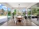 Bright dining room with a round table, chandelier, and sliding glass doors that offer outdoor views at 6 Wilder Ln, Littleton, CO 80123