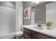 Clean bathroom with white subway tile and a single vanity at 25146 E 1St Ave, Aurora, CO 80018