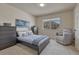 Cozy bedroom features neutral colors, a comfortable bed, and large window views at 580 Eagle Nest Ct, Golden, CO 80401