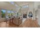 Cozy living room with hardwood floors, a fireplace, and ample natural light from large windows at 580 Eagle Nest Ct, Golden, CO 80401