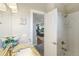This bathroom showcases modern fixtures, white subway tile in the shower, and opens to the living area at 6760 Meade Cir # C, Westminster, CO 80030