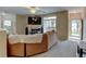 Cozy living room with carpeted floors, ceiling fan, and open layout at 3281 E 103Rd Pl # 1403, Thornton, CO 80229