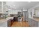 Modern kitchen featuring stainless appliances, granite countertops, and stylish cabinets at 5315 Newland St, Arvada, CO 80002
