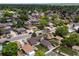 A high angle showcases a community neighborhood with lush greenery, a variety of houses, and tree-lined streets at 160 Northglenn Dr, Northglenn, CO 80233
