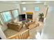 Bright living room featuring a fireplace, comfortable seating, and plenty of natural light at 395 Longspur Dr, Brighton, CO 80601
