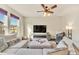 Inviting living room featuring a spacious sectional sofa, a modern entertainment center, and ample natural light at 726 Vista Verde Hts, Monument, CO 80132