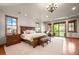Luxurious main bedroom with wood floors, elegant furniture, and abundant natural light at 9650 S Cougar Rd, Littleton, CO 80127