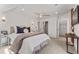 Spacious bedroom with neutral tones, soft carpet, and a sliding door to the hall at 1730 N Gaylord St, Denver, CO 80206