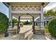 Community entrance with iron gates, stone pillars, manicured landscape and security cameras at 11017 Meade Ct, Westminster, CO 80031