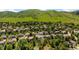 Aerial view of a neighborhood nestled in the foothills of the Rocky Mountains at 10 Sand Cherry, Littleton, CO 80127