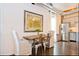 Charming dining area features industrial-chic design with exposed ductwork and stainless steel appliances at 2953 Wyandot St # A, Denver, CO 80211