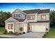 Two-story home with gray siding, white trim, and a three-car garage at 8844 Moonshimmer Trl, Littleton, CO 80125