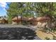 Charming single-story home featuring an attached three-car garage and a paved driveway surrounded by mature trees at 2235 Stonecrop Way, Golden, CO 80401