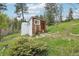 Exterior of a small outbuilding with wood siding and a small window set into the hillside at 11827 Brook Rd, Golden, CO 80403