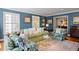 Comfortable living room with stylish furniture, blue walls, and natural light at 4682 S Franklin St, Englewood, CO 80113