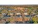Aerial view showcasing the townhome community, highlighting the school in walking distance at 1272 S Crystal Way, Aurora, CO 80012