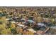 An aerial view of the townhome community, highlighting the mature landscaping and community layout at 1272 S Crystal Way, Aurora, CO 80012
