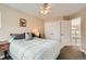Well-lit bedroom includes a ceiling fan, large closet, and neutral decor for a relaxing ambiance at 3109 Newport Cir, Castle Rock, CO 80104