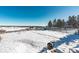 Snowy backyard with firepit and distant views at 1430 Milbury St, Castle Rock, CO 80104