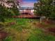 A picturesque view of this home's backyard and wooden deck surrounded by lush greenery and trees at 11163 Conifer Mountain Rd, Conifer, CO 80433