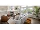 Cozy living room features a brick fireplace, comfortable seating, and abundant natural light from large windows at 670 Somerset Dr, Golden, CO 80401