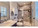 Modern bathroom with shower and stylish tile work at 14641 E Poundstone Dr, Aurora, CO 80015