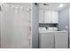 Compact bathroom and adjacent laundry area offering convenience and efficiency at 430 Chestnut Way, Broomfield, CO 80020