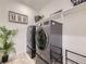 Well-equipped laundry room with modern appliances, a shelf and stylish decor at 13261 E 110Th Pl, Commerce City, CO 80022