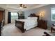 Spacious main bedroom featuring a tray ceiling, dark wood furniture, and a bright window at 10371 Knollside Dr, Parker, CO 80134