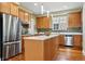 Modern kitchen features stainless steel appliances, a large island, and a beautiful backsplash at 2949 Emporia Ct, Denver, CO 80238