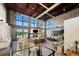 Open concept living space boasts soaring ceilings, tall windows, and modern finishes and decor at 367 Sandy Hollow Trl, Franktown, CO 80116