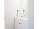 Modern bathroom with a sleek white vanity, a vessel sink, and a well-lit mirror and modern fixtures at 1322 Raleigh St, Denver, CO 80204