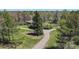 Scenic lot with mature trees, lush green lawns, and a winding driveway leading to a home at 4480 S Franklin St, Cherry Hills Village, CO 80113