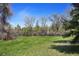 Large grassy yard, partially wooded, with a home visible in the background at 4480 S Franklin St, Cherry Hills Village, CO 80113