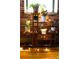 Wooden multi-tiered plant stand filled with plants in front of a window at 2261 Blake St # 5H, Denver, CO 80205
