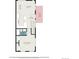 Detailed floor plan showcasing the layout of the kitchen, balcony, living room, and primary bedroom at 2103 W 32Nd Ave # 10, Denver, CO 80211
