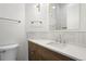 Bathroom with a modern vanity, sleek fixtures, and stylish lighting at 2960 E Floyd Dr, Denver, CO 80210