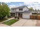 Attractive exterior with a well-kept lawn and an attached garage, plus a view of the neighborhood at 13438 E 13Th Pl, Aurora, CO 80011