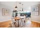 Open-concept dining room with modern lighting, wood floors, and stylish decor at 6068 S Clayton St, Centennial, CO 80121