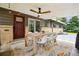 Inviting outdoor dining area with a wooden table and stylish seating under a covered patio at 6068 S Clayton St, Centennial, CO 80121