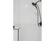 An open shower includes black hardware and a black shower head at 4232 Jason St # 2, Denver, CO 80211