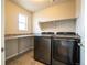 Convenient laundry room with counter space and modern appliances at 643 Ranchhand Dr, Berthoud, CO 80513