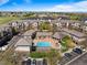 Beautiful aerial shot of the condo community highlighting the pool, common areas and well maintained buildings at 3865 S Dayton St # 105, Aurora, CO 80014