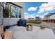 The backyard has a modern firepit and low maintenance landscaping at 1256 Elbridge Dr, Elizabeth, CO 80107