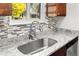 Modern kitchen sink and faucet with granite countertop at 17769 E Purdue Pl, Aurora, CO 80013